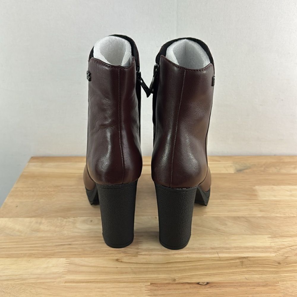 DKNY Tessi Lug Sole Platform Booties- Bordeaux- Size 6.5 - NIB - Picture 3 of 7